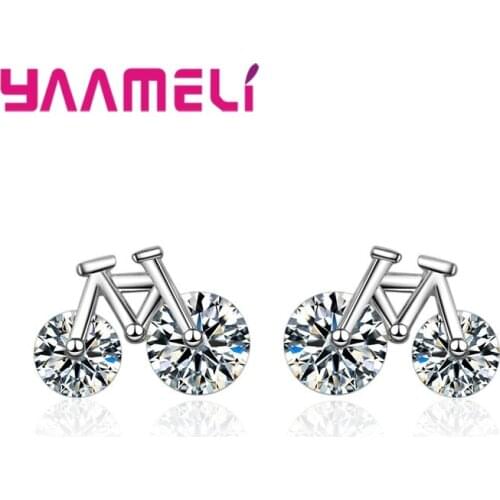 Attractive Women Fashion Jewelry 925 Sterling Silver Bike/ Bicycle Earrings Women Trendy Jewellery Wholesale