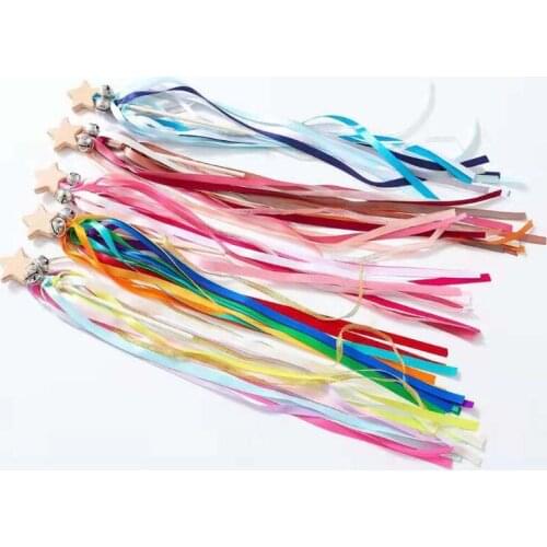 Rainbow Hand Kite Ribbon Sensory Montessori Toy Colorful Dancing Ring Jingle Bells Ribbon Rattle Toys Rainbow Streamers