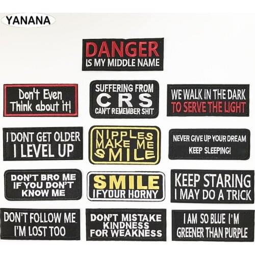 Various Letters slogan Iron On Embroidered Clothes Patches For Clothing Stickers Garment