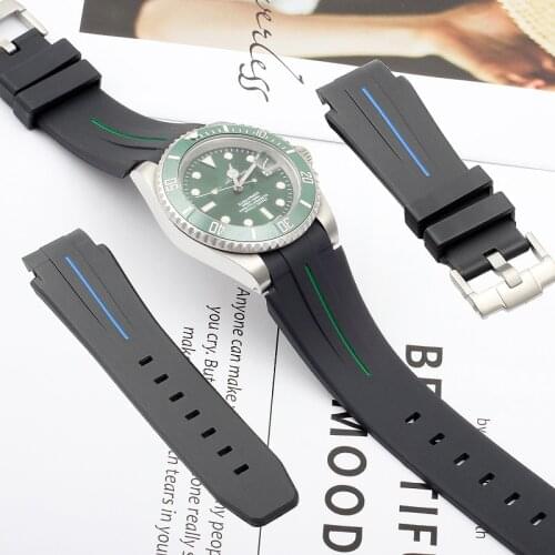 Silicone Rubber Watch Strap Is Suitable For Rolex Single Red Black Green Water Ghost Submariner GMT watch band 20mm 21mm 22mm