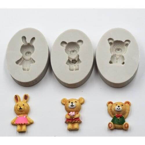 New Cartoon Bear Fondant Cake Silicone Mold Birthday Wedding Decoration DIY Chocolate&biscuit Mold Cake Decorating&baking Tools