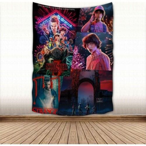 Stranger Things TV Tapestry Colorful Psychedelic Decorative Carpet Wall Fabric For Living Room Bedroom Tapestries Accessories