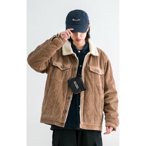 Corduroy Jacket Women Winter Thick Fashion Casual Cotton Clothing Females Warm Plus Velvet Padded Jacket Cotton Coat