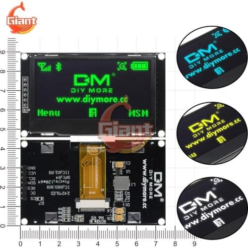 Green 2.42 inch 12864 128 * 64 OLED display Module SSD1309 SPI IIC I2C Serial Port for Arduino UNO R3 C51 SSD1309 Screen Board