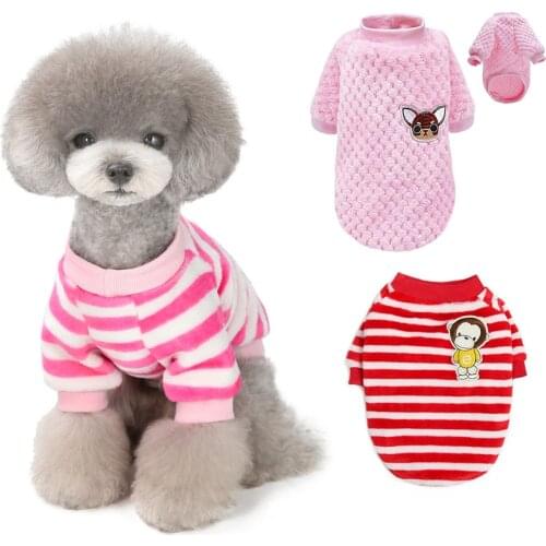 Winter Warm Pet Clothes Puppy Clothing Outfits For Small Medium Dogs Cats French Bulldog Costume Chihuahua Striped Jacket Coat