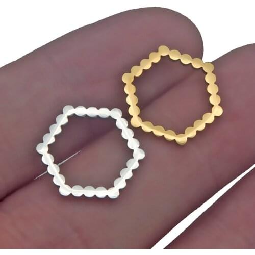 5Pcs/lot Hexagon Shape Charms Stainless Steel Geometric Hollow Frame Blank Connector Charms Pendant DIY Jewelry Making Necklace
