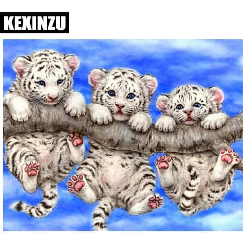 5D Diy Diamond Painting Cross Stitch Full Diamond Embroidery Tiger 3D Diamond Mosaic Pattern Rhinestone Pasted Needlework Resin