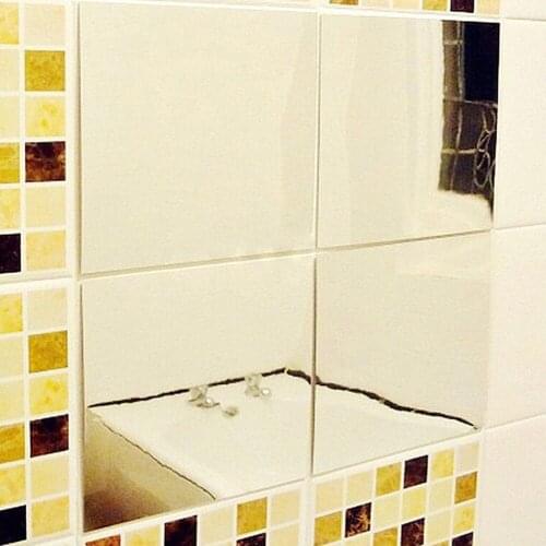 9pcs 3D Decal Mosaic Home Room Decoration Plastic Square Mirror Tile Wall Stickers DIY For Living Room Porch Gift