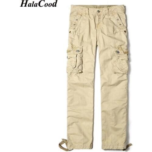 Cargo Pants Men Cotton Multi Pockets Military Tactical Mens Pants Streetwear Straight Slacks Outwear Long Trousers Male 29-40