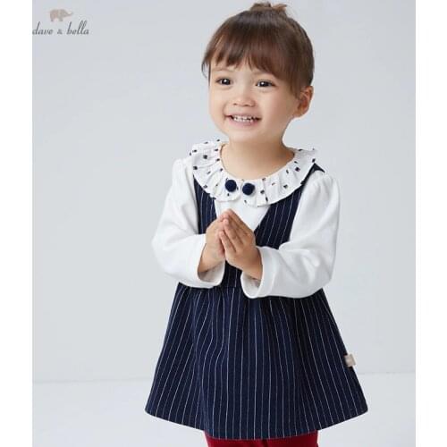 DBM18811 dave bella autumn baby girls fashion striped patchwork clothing sets kids girl cute sets children 2pcs suit