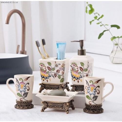 Ice Crack Glaze Porcelain Bathroom Supplies Toothpaste Dispenser Toothbrush Holder Lotion Bottle Bathroom Decoration Accessories