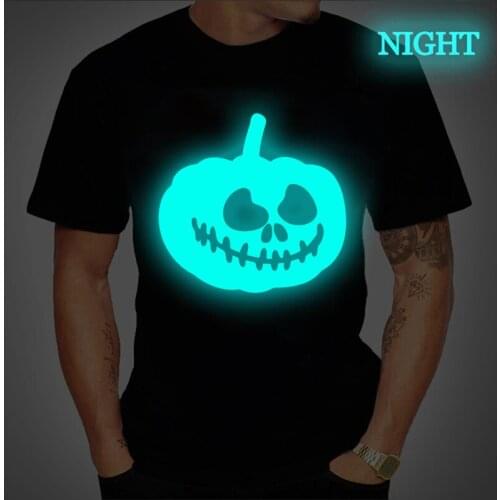 Summer Man T-shirts Halloween Pumpkin Casual Oversized T Shirt Men Harajuku Hip Hop Devil Luminous Mens Clothing Tops Tee Male