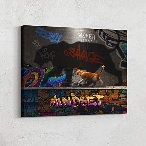 Graffiti Canvas Wall Art Mindset Inspirational Quotes Poster Street Art Prints for Office Bedroom Bathroom Colorful Pictures