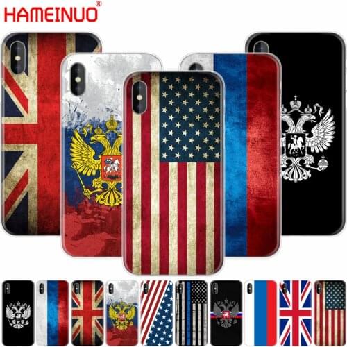HAMEINUO Russian American British flag national emblem cell phone Cover case for iphone X 8 7 6 4 4s 5 5s SE 5c 6s plus