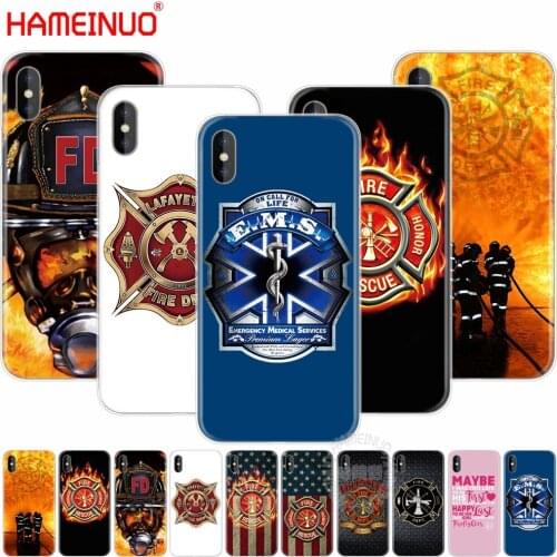 HAMEINUO Firefighter Fireman Fire EMS Rescue cell phone Cover case for iphone X 8 7 6 4 4s 5 5s SE 5c 6s plus