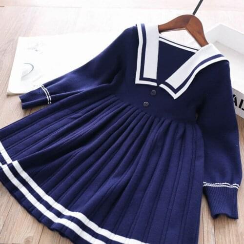Red Girls costume Girls Dresses 2020 New Knit Dress of Girls Princess Clothing Sweater Pleated Ball Gown Girls Clothes for 2-7Y
