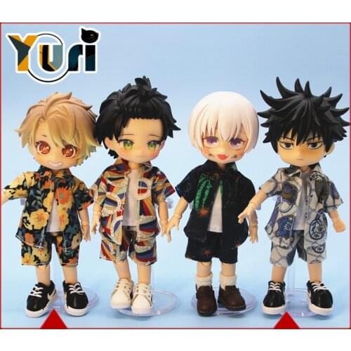 Doll Ues Clothing OB11 1/12 BJD Vintage Retro Printed Shirt Suit Beach Vacation Clothes Cosplay Costume Toy Accessories C