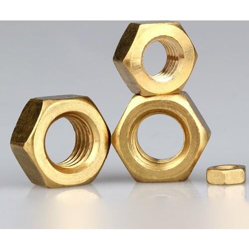 Brass Hex Nut Metric Hexagon Threaded Copper Hexagonal Nuts M2 M3 M4 M5 M6 M8 M10 M12 M14 M16