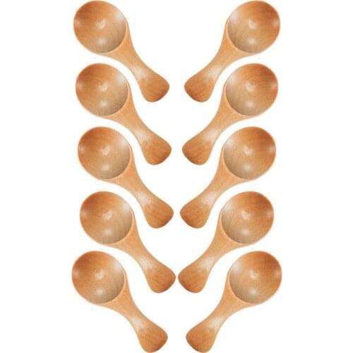 Short Handle 10 Packets of Small Wooden Spoon, Perfect for Small Jars of Jam, Spices, Condiments, Seasonings, Sugar, Honey, Coff