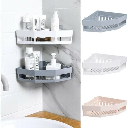 Fashion Bathroom Shelf Adhesive Storage Rack Corner Holder Shower Gel Shampoo Basket Hot