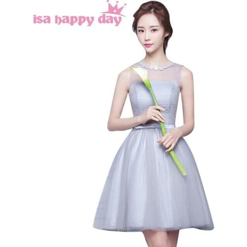 Sleeveless fashion robe de cocktail ball dresse short puffy grey girls fancy pageant dresses 2020 party dress for teens H3567