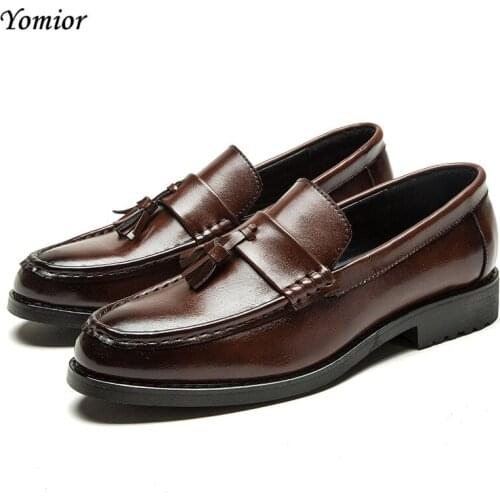 Yomior Handmade Vintage Luxury Brand Wedding Party Dress Dance Exclusive Oxfords Soft Leather Fashion Tassel Mens Derby Shoes
