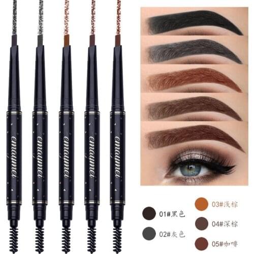 Natural Makeup Double Head Super Fine Eyebrow Pencil Waterproof Lasting Eyes Black Brown Make Rotatable Up Pen TSLM1