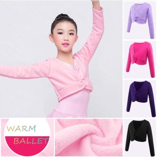 New Autumn Winter Cotton Long Sleeve Thick Overall Girls Kids Children Warm Velvet Coat High Waist Ballet Dance Outwear