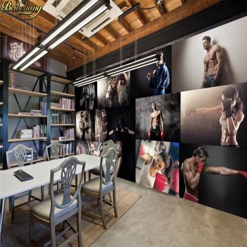 Beibehang Custom photo wallpaper personality creative handsome girl beauty gym yoga mall American background murals