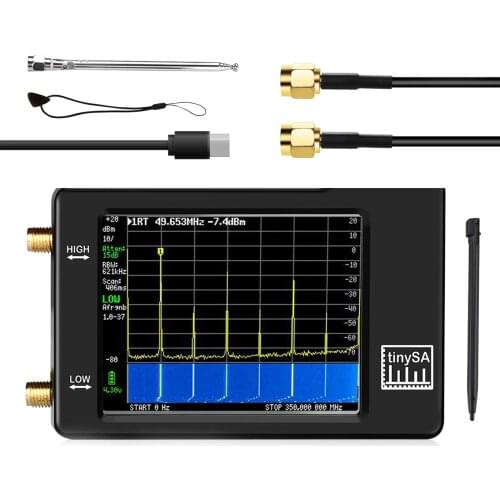 EU Stock Portable TinySA Spectrum Analyzer 2.8inch Touch Screen Handheld Frequency Analyzer 100kHz to 960MHz MF/HF/VHF UHF Input