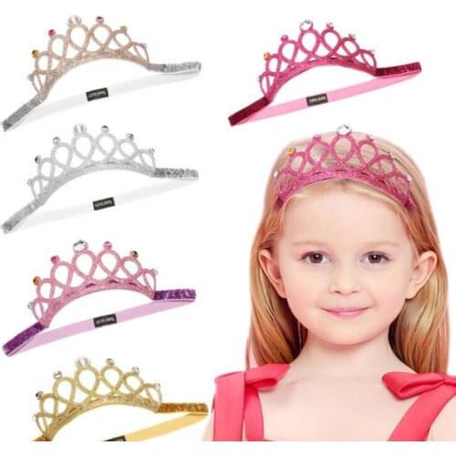 24pc/lot Newborn Kids Rhinestone Princess Tiara Headwear Hairband Girls Glitter Crown Headbands Children Hair Accessories