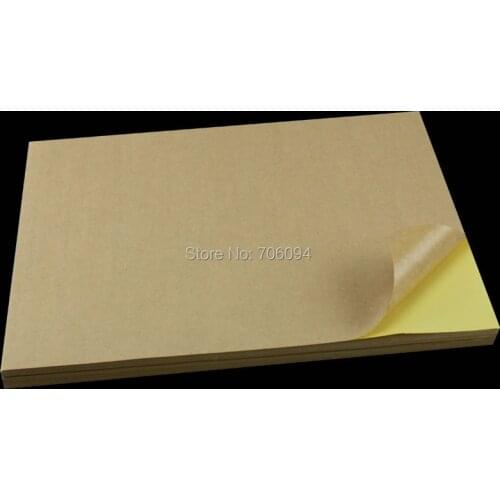 100 Sheets/lot A4 Sticky Kraft Paper, Self adhesive A4 Blank Kraft Label Paper for Laser Inkjet Printer