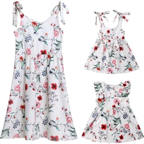 Family Dress Mother and Daughter Summer Princes Dress Girls Baby Daughter Sleeveless Floral Print Outfits Clothes Dresses
