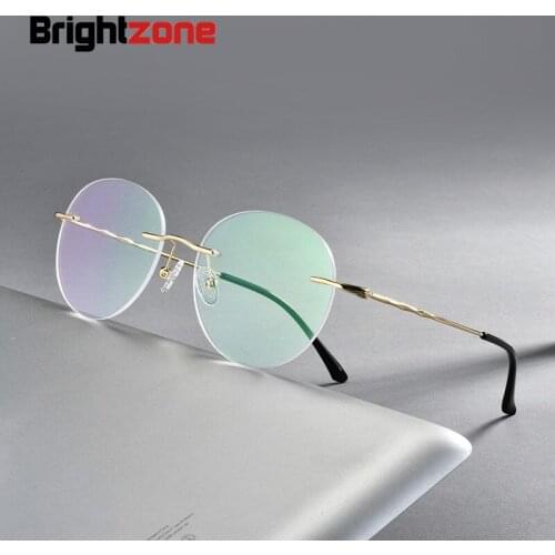 Light-weight Metal Rimless Fashion Oval Eyeglasses Frames Men Women Retro Round Eyewear Spectacle Optical Frame Oculos De Grau