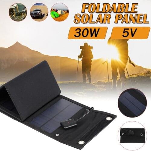 30W Foldable USB Solar Panel Solar Cell Waterproof Portable Folding Solar Panel Charger Outdoor Mobile Power Battery Charger