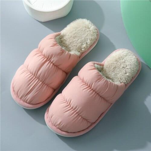 Women Winter Warm Slipper Home Indoor Simple Plush Slippers Solid Color Bedroom Shoes Womens Non-slip Cotton Warm Slippers