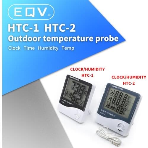 LCD Electronic Digital Temperature Humidity Meter Indoor Outdoor Thermometer Hygrometer Weather Station Clock HTC-1 HTC-2