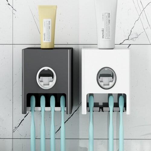 1Pc Automatic Toothpaste Dispenser Household Toothbrush Holder Toothpaste Squeezer Wall Mount Rack Bathroom Accessories Set