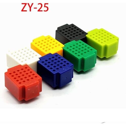 10Pcs Mini Breadboard ZY-25 Hole Solderless PCB Circuit Board Solderless Test Board (Seven Colors)