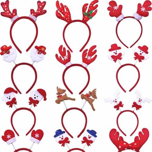 24 pcs Christmas Headband For Kids Adult Christmas Deer Ears Christmas Party Deals Santa Xmas Hair Band Clasp Headwear Xmas Gift