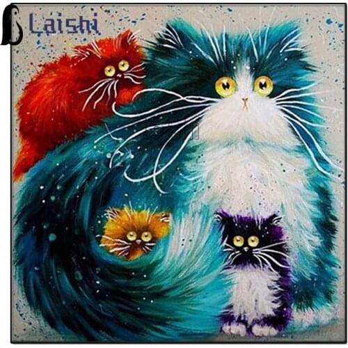 5D Diamond Painting Cartoon Cat Full round square Diamond Embroidery Mosaic Rhinestones pictures Home Decor Handmade Gifts
