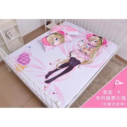 Anime Cartoon Kanojo ga Flag o Oraretara Milk Silk Mattress Cover Fitted Sheet Fitted cover bedspread counterpane