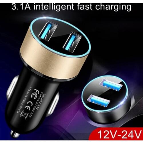 Universal car charger 3.1A dual USB car charger for iPhone 12 6s 7 8 11 fast charging mobile phone charger fast charging car cha