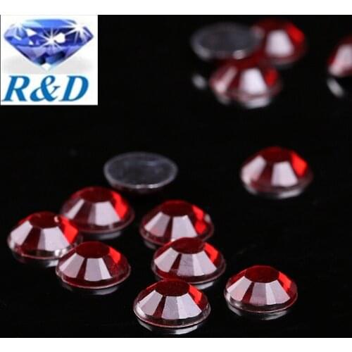 Free Shipping ! 1000 pcs/ lot Top quality 10mm Red color flatback Acrylic Rhinestones gems for Cloth shoe decoration accessary