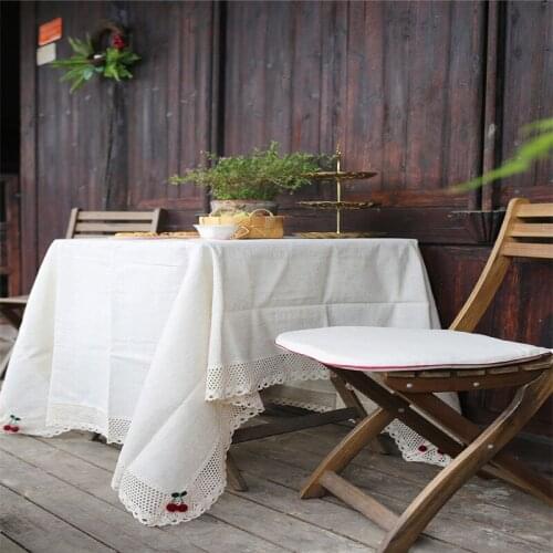 Free Shipping Linen Cotton Polyester Lovely Cherry Tablecloth Table Cover Coffee Tea Natural Cup Mat Dinning Decorate Antependi