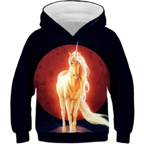 Children Space Galaxy 3D Hoodies Boys Girls Animal King Lion Tiger Unicorn Harajuku Style Hooded Sweatshirts Kids Pullover Tops