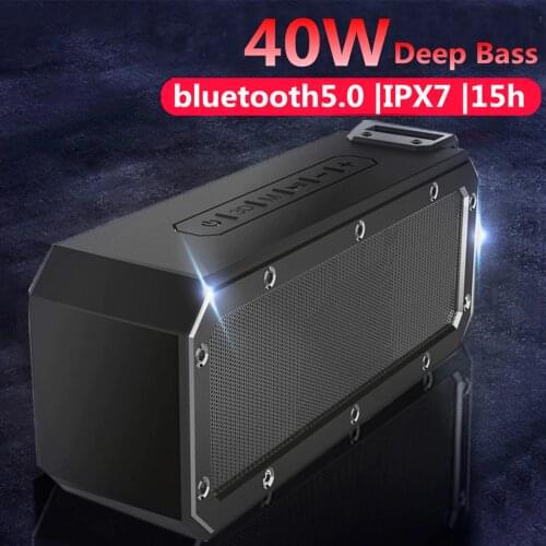 40W bluetooth 5.0 Speaker Column Portable Speaker IPX7 Waterproof Subwoofer with 360 Stereo Sound Outdoor Speakers Boombox