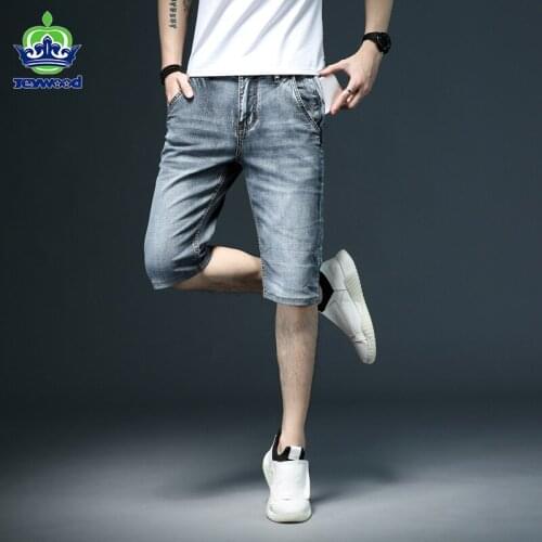 Jeywood 2021 Summer New Classic Mens Jeans Shorts Fashion Casual Brand Elastic Force Regular Fit Denim Shorts Male Grey Blue