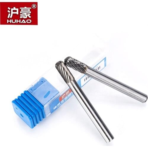 HUHAO 2pcs/lot 6mm Shank Tungsten Steel Cutter Metal Grinding Carving Rotary File Cylindrical Router Bit Polishing C Type