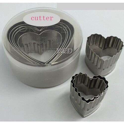 8 Pcs Pastry Tool Heart-shaped Teeth Cut Stage Ejector Vegetables Fruits Dental Mold Cookie Biscuit Cutter Thick Mousse Ring